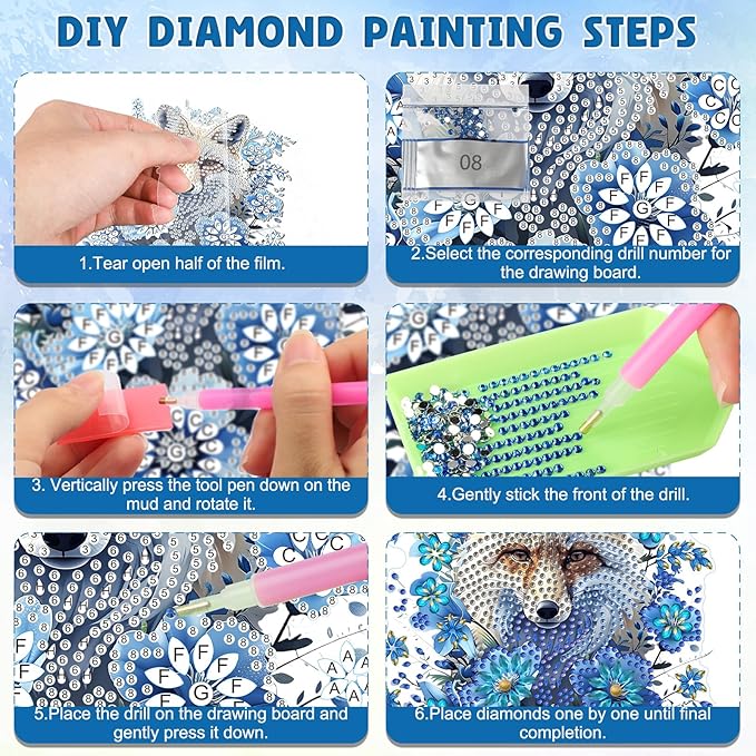 DOMROM Wolf Diamond Art Hanging Kits for Adults Beginners, Special Shaped Crystal Diamond Painting Wolf Pendant, DIY Diamond Art Suncatchers Animal for Home Garden Wall Decor Gift