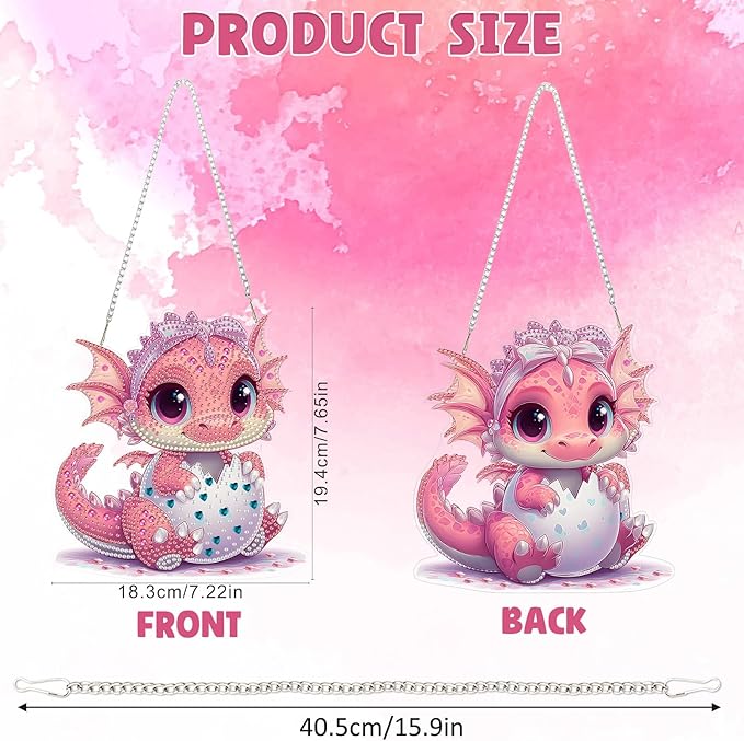 DOMROM Dinosaur Diamond Art Hanging Kits for Adults, Easter Special Shaped Crystal Diamond Painting Dinosaur Pendant, DIY Diamond Art Suncatchers Animal for Home Garden Wall Decor Gift