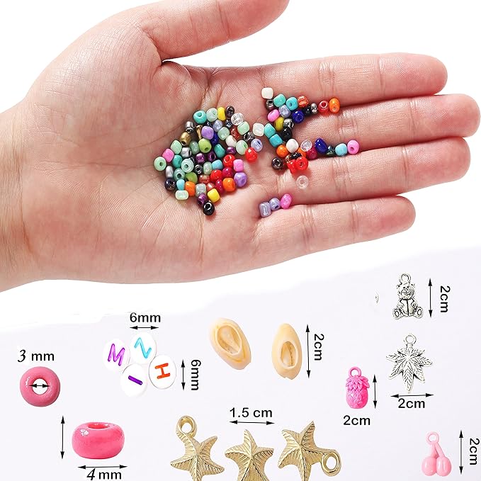 YITOHOP 8800+pcs 4mm 12/0 48 Colors Glass Seed Beads, Charms Bracelet Jewelry Making Beads Kit Gifts for Teen Girls Crafts for Girls Ages 8-12 Holiday Gifts