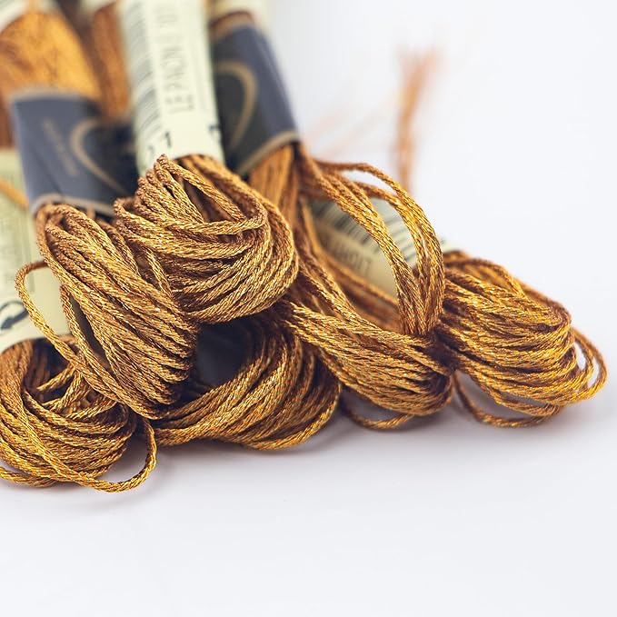 6 Skeins Embroidery Thread, Metallic Bronze Embroidery Floss Friendship Bracelet String, Polyester Cross-Stitch Threads for Hand Embroidery, String Art