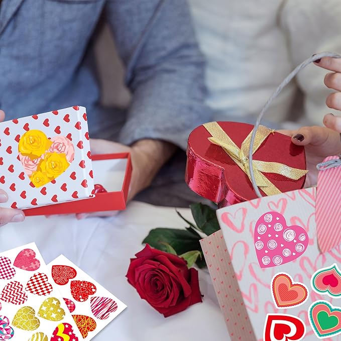 496 pcs valentines stickers, cute heart stickers, valentines day sticker for kids, class gifts for kids classroom school, crafts party favors decoration