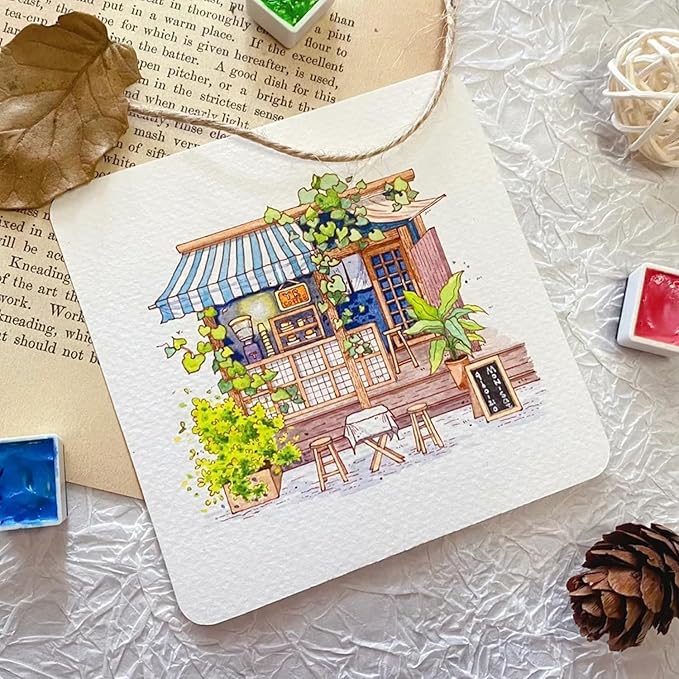 Mini Portable 6-Color Solid Watercolor Paint Set for Adults & Artists, High Tinting Strength Travel Art Kit for Beginners and Professionals, Half Pans (Each Capacity Approx 1.5ml).Macaron