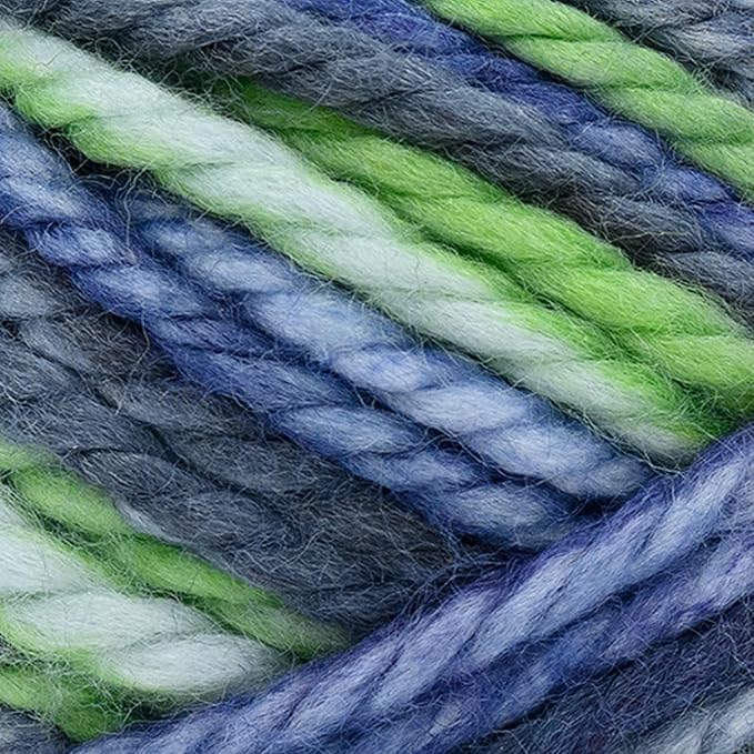 Lion Brand Yarn, Re-Spun Thick & Quick Super Bulky Yarn for Knitting, Crochet, and Crafts, Riverside, 1 Pack, Variegated Fiber for Chunky Blankets, Bulky Throws, and Cozy Sweaters