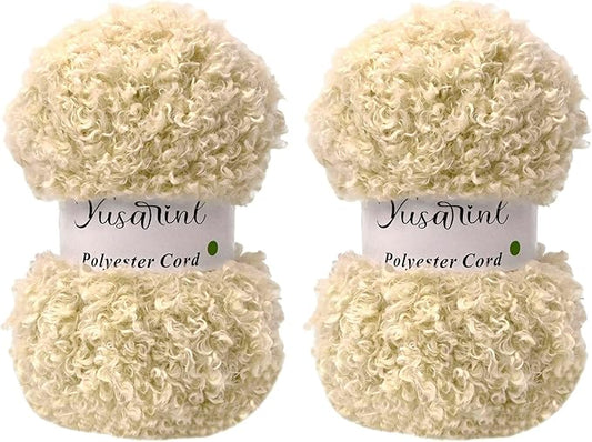 (32 Colors Available) Yusarinl 2 Skeins Teddy Bear Yarn,Fuzzy Yarn for Crochet Polyester Plush Fur for Crafts Fluffy Fuzzy for Knitting(6.7 oz, 80 yds)-Beige