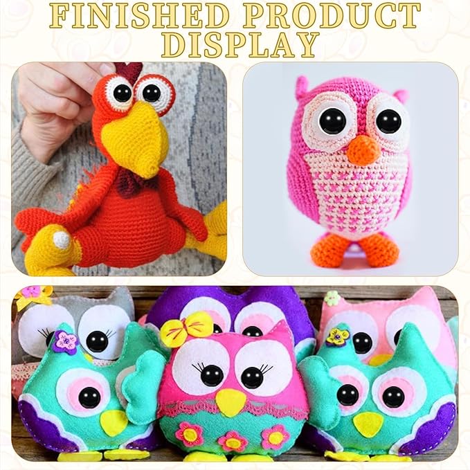 Vanblue Upgraded Safety Eyes for Crocheting 18mm 40pcs Scratch-Resistant Black Crochet Eyes with Eco-Friendly Washer Snap on Easily and Securely Strong Amigurumi Eyes Smooth Edges for Stuffed Animals
