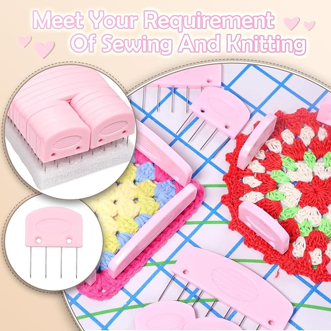Knit Blocking Pins Kit, 25 Pcs Pink Color Knit Blocking Combs, Knit Blocking Combs for Blocking Knitting, Crochet, Lace or Needlework Projects,Knitting Block Tool for Blocking Mats