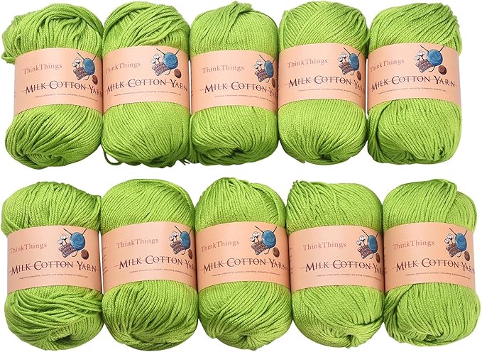 Acrylic Yarn for Crocheting Hand Knitting Crochet Thread Green Cotton Yarn 10Balls Pack 17.6Ounces Green Yarn for Beginner
