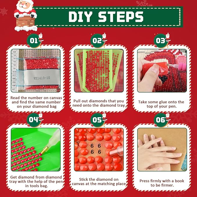 EMIEAUFG Christmas Diamond Art Kits for Adults, Christmas Wolf Diamond Paiting Kit for Beginners, 5D DIY Round Full Drill Craft Diamond Dot Gem Art, Home Wall Decor 12" x 16"