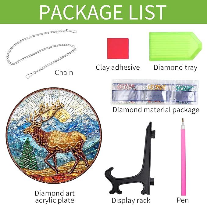 Wergund 5D DIY Elk Diamond Art Hanging Kits, Hanging Diamond Art Animal, Acrylic Special Shaped Rhinestone, Window Hanging Pendants for Home Wall Garden Front Door Outdoor Decor Gift(Elk)