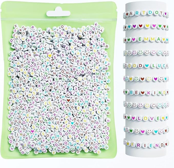 ARTDOT 800 Pieces Assortment Letter Beads for Friendship Bracelets Making Kit, 28 Styles Jewelry Making Supplies Alphabet Beads Set Preppy Crafts Art