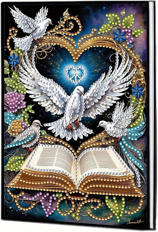 Bird Diamonds Painting Notebook for Adults, A5 Diamond Art Journal and DIY Sketchbook, Diamond Art Kit Supplies,Gift for Beginners, Craft Lovers, Artists. (Bird)