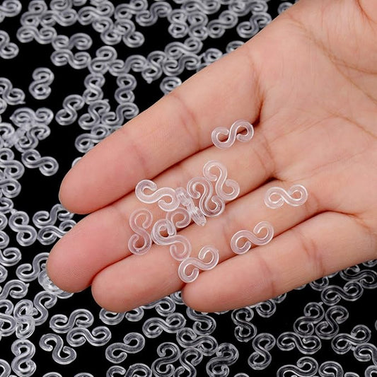Mudder 300 Pieces Rubber Band S Clips Loom Band Clips Plastic Connectors Refills for Loom Bracelets (Clear)