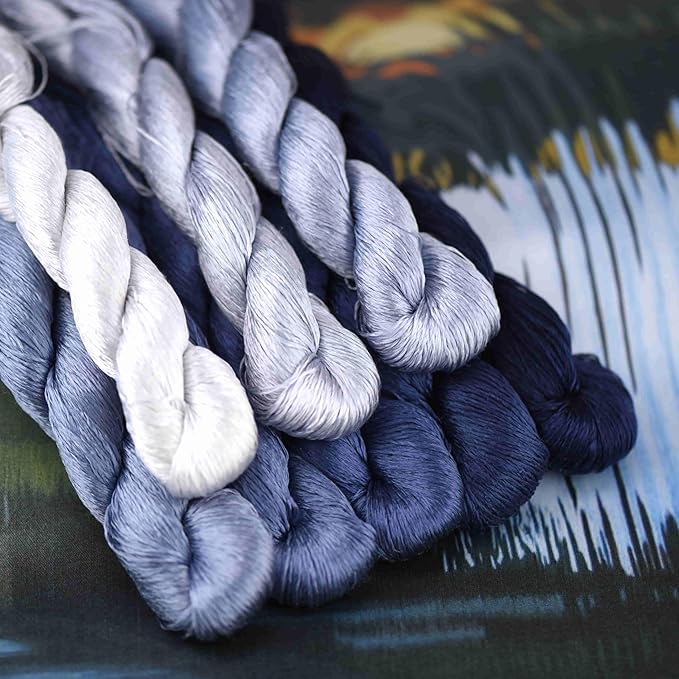Natural 100% Silk Thread, Handmade Embroidery Thread Silk Floss 8 Colors 110m Each (69)