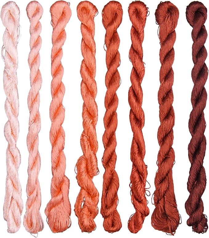 Natural 100% Silk Thread, Handmade Embroidery Thread Silk Floss 8 Colors 110m Each (33)