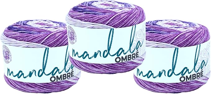 Lion Brand Yarn, Mandala Ombré Variegated Yarn for Crocheting, Knitting, and Crafts, Chi, 3 Pack, Soft, Acrylic Fiber for Cozy Blankets, Worsted Weight Sweaters and Colorful Shawls