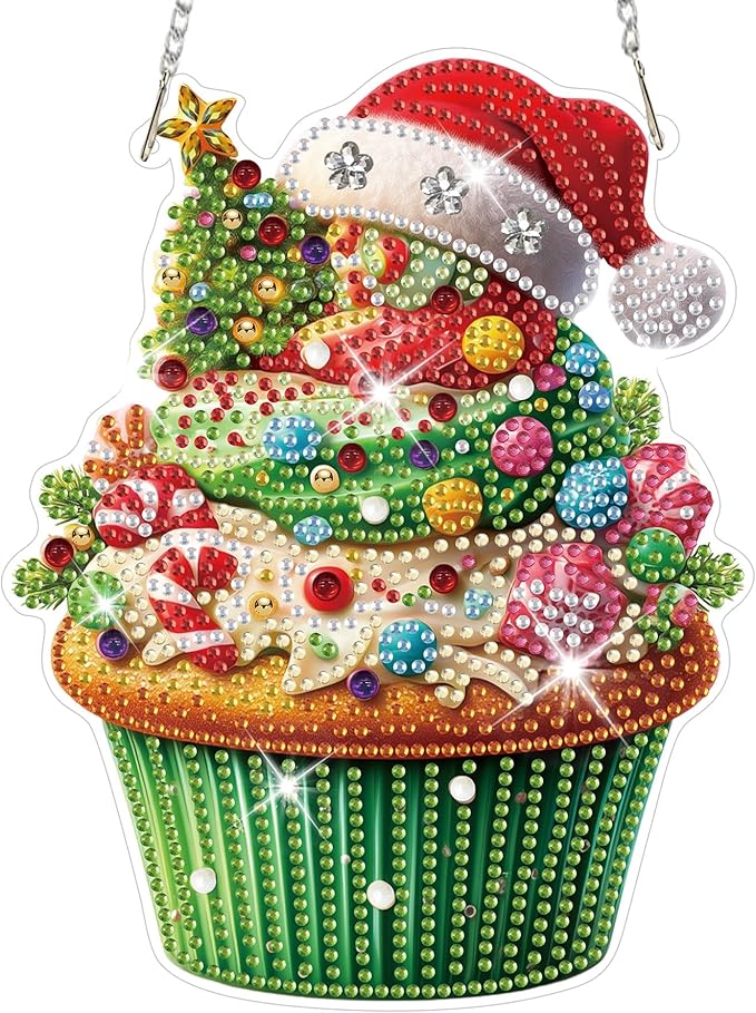HEIBAGO Candy Cake Diamond Art Hanging Kits for Adults Kids, 5D Special Shaped Crystal Diamond Painting Kit, DIY Pattern Window Pendant Gem Art Kit for Home Wall Decor 8.3 x 8.3 Inch