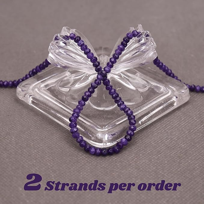 2 Strands Colored Purple Jade Beads for Jewerly Making, 3 * 4mm Faceted Rondelle Gemstone Crystal Beads for DIY Bracelet Necklace Crafts
