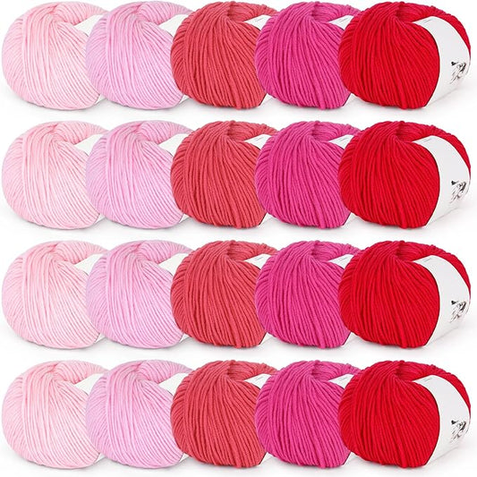 katech 20 skeins cotton yarn for crocheting-55% cotton 45% acrylic-4 medium (worsted)-super soft milk cotton yarn-great crochet and knitting starter kit for colorful craft（color c）