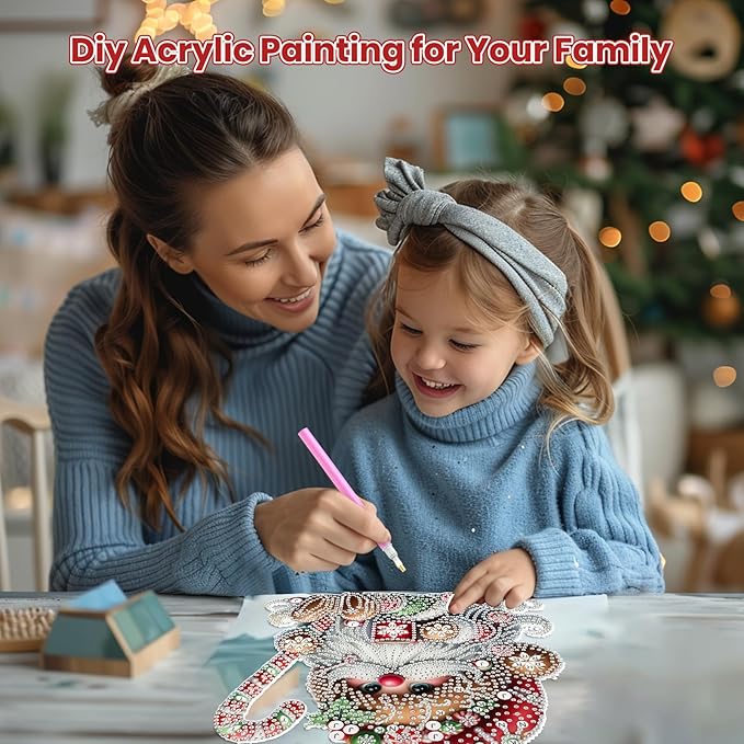 MOGTAA Christmas Diamond Art Hanging Kits for Adults Kids, Christmas Gnomes Diamond Art Suncatchers, 5D Special Shape Diamond Painting Window Pendant Kit for Home Garden Wall Decor