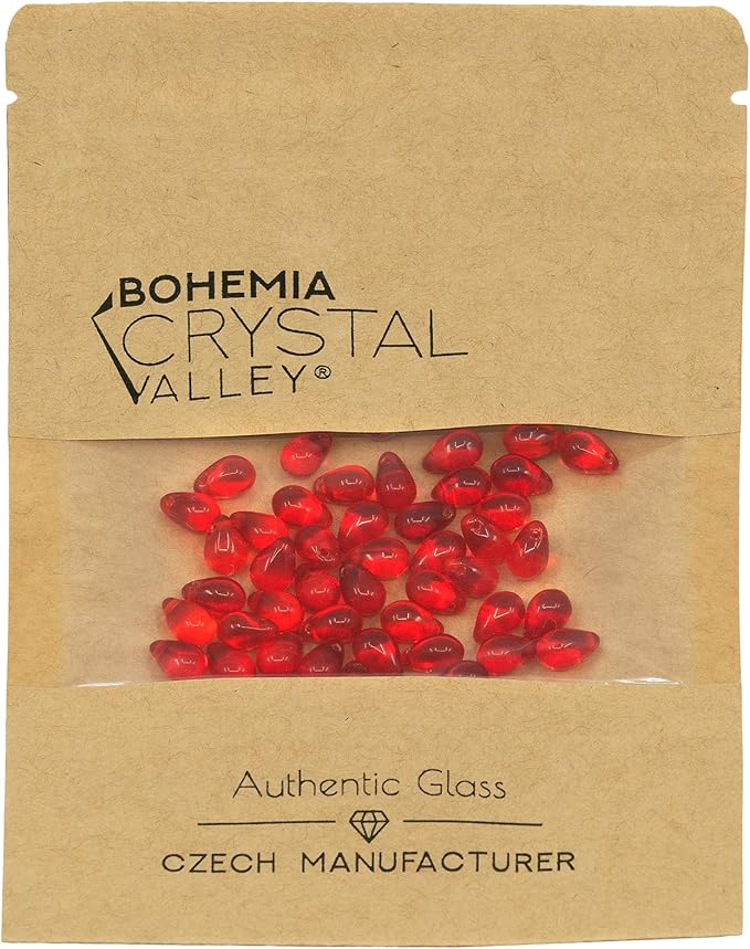 Czech 50-Piece Glass Beads, 6x9mm, Teardrop Siam Red