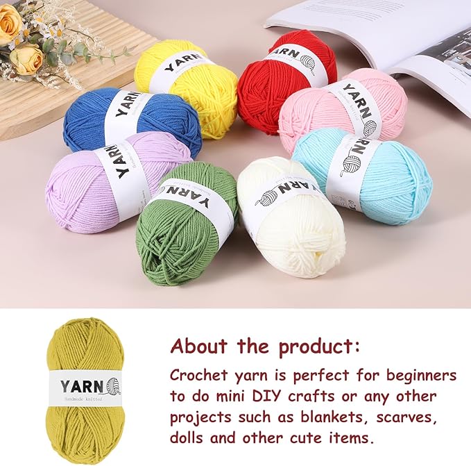 6Pcs Deep Yellow Acrylic Yarn 790 Yard 4 Ply Soft Crochet Yarns Sport Weight Yarn,[for DIY Crocheting Knitting Craft Blankets Hats]-300g