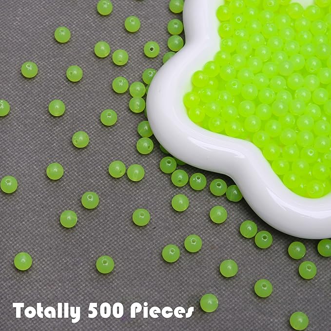 bonny boxx 500pcs 8mm jelly light green acrylic round beads, smooth transparent acrylic balls, plastic resin gumball bubblegum chunky beads for necklace & bracelet making, crafting supplies