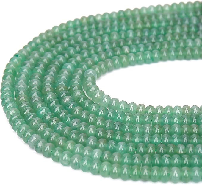 2 Strands (150PCs) Natural Green Aventurine Rondelle Beads, 5 * 8mm Gemstone Loose Spacer Abacus Disk Beads for DIY Bracelet Necklace Earrings Jewelry Making, Craft Supplies Beading Kit