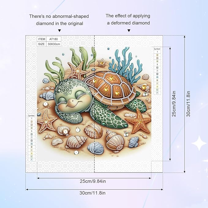 AiYuanzsh DIY Diamond Art Painting Kits for Adults, 5D Special Shape Crystal Rhinestone Diamond Art Kits for Beginners, for Home Wall Decoration Gift 12x12 inch, Turtle Sleeping