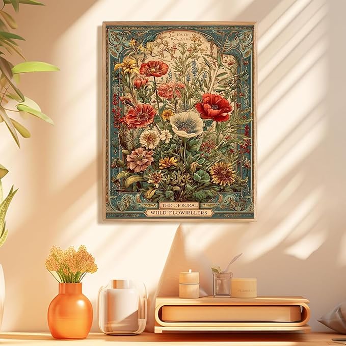 hkejoi Flower Paint by Numbers Kit for Adults Beginner, Adult Paint by Number Kits on Canvas Poppy, Painting by Number DIY Crafts Acrylic for Gift Home Decor 16x20 in