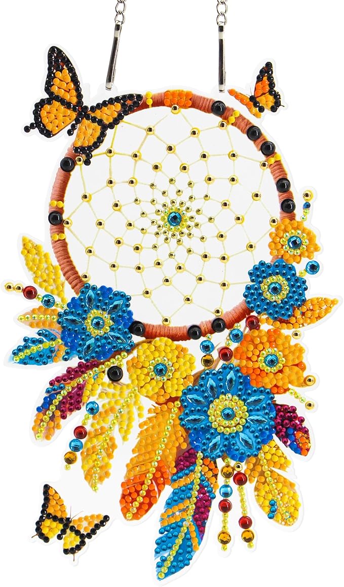 Hanging Diamond Art Kits,Diamond Painting Suncatchers, DIY Gem Art Craft Painting Kit, Home and Garden Decor(Dream Catcher)