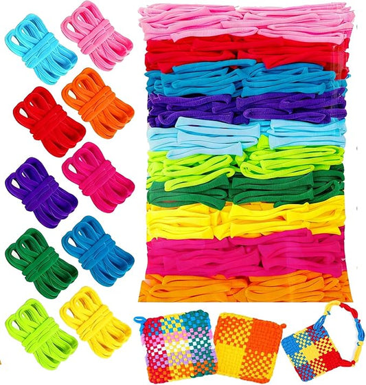 SUGORER 1000PCS Colorful Refill Loom Loops for 7-Inch -8 Color Potholder Weaving Loom Loops Potholder Loop Elastic Craft Loop for DIY Flexible Loom Kit Colorful Weaving Craft for DIY Crafts Supplies