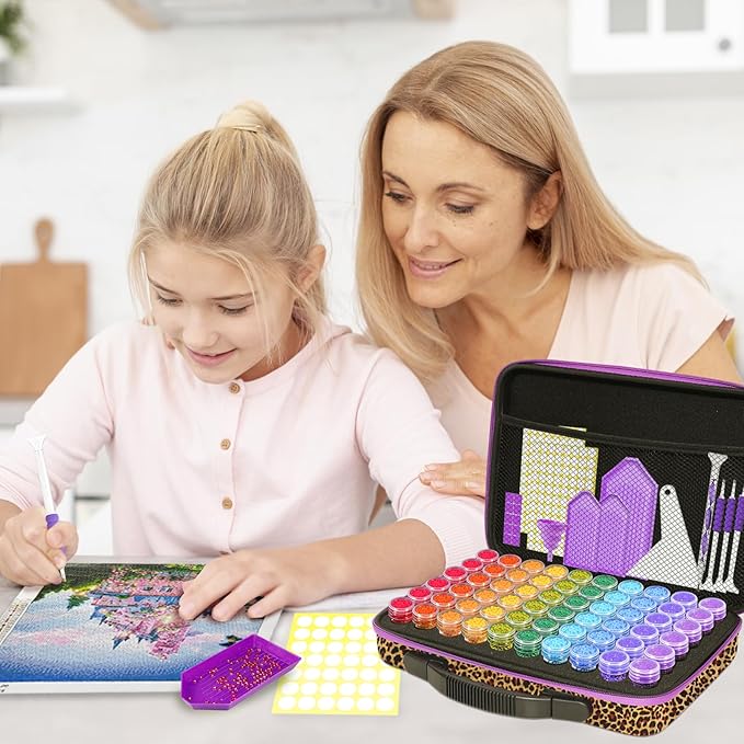 ZORETCO Diamond Painting Storage Case,60 Slots Diamond Art Kits with Accessories for Craft Jewelry Beads Organizer Boxes