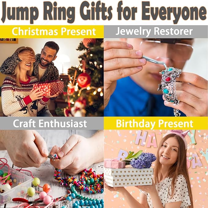 5 Sizes(1200pcs) Open Jump Rings for Jewelry Making, Gold & Silver Non-Tarnish O Ring Connectors, DIY Necklace Repair, Bracelets, Earrings, Pendants, Keychains, Lobster Clasps, Charms