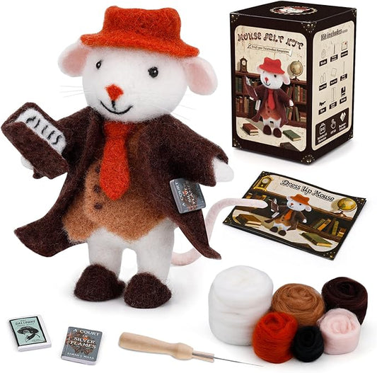 Mayboos Needle Felting Kit, Mouse Animal Needle Felting Beginner Kits with Basic Felt Tools Instruction Wool Felting Kits for Beginners Christmas DIY Craft Animal Home Decoration