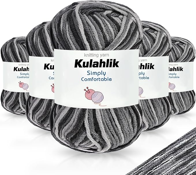 250g(5x50g) Acrylic Yarn for Crochet/Knitting, Colorful Gradient Yarn Thread, 5 Rolls Skeins, Perfect for Any Knitting Crochet and Crafts Mini Project
