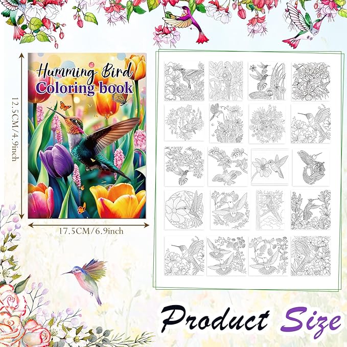Liliful 144 Pcs Hummingbird Themed Coloring Book Bulk 5x7 Inch Mini Drawing Books with Floral & Hummingbird Patterns, Ideal for Party Favors, Goodie Bag Fillers & Creative Gifts