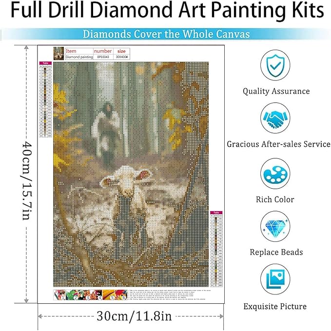 ARPADAMO Square Diamond Art Kits for Adults-Religious Square Drill Diamond Painting,Square Diamond Art,DIY Jesus Gem Art Kits for Adults and Crafts for Gifts and Home Wall Decor 12x16inch