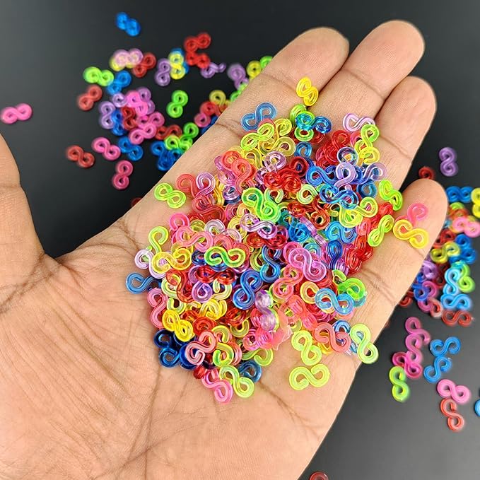 GAADSKCER 500 Pcs S Clips Rubber Band Bracelet kit Rubber Band Bracelet kit for DIY Handicraft Loom Bracelet Rubber Bracelet (Multicolored)