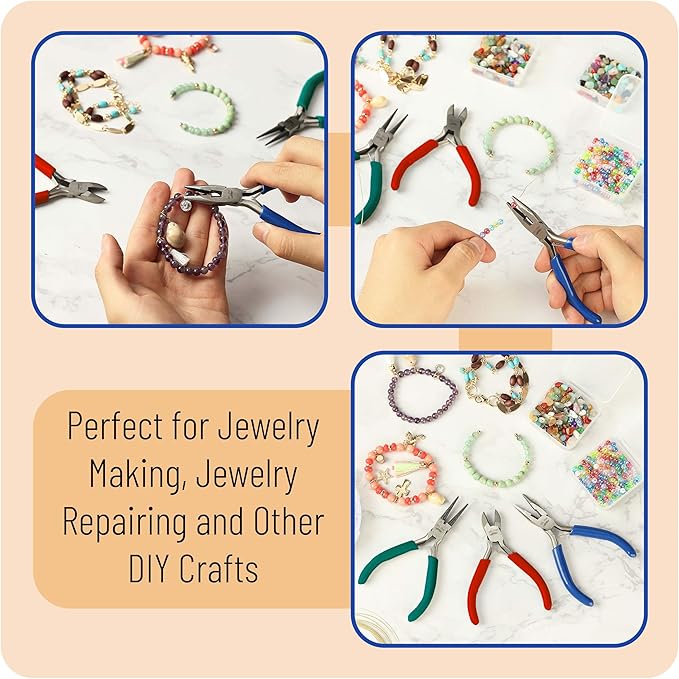 Mr. Pen- Jewelry Pliers, 3 Pack, Jewelry Making kit, Mini Pliers for Jewelry Making, Wire Cutters for Jewelry Making