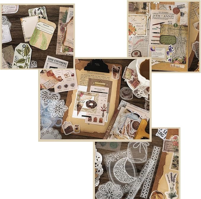 Vintage Scrapbook Supplies Pack for Adults, Decorative Nature Retro Paper Stickers Collection for Journal DIY Arts Crafts Album Bullet Journals Planners (Home)