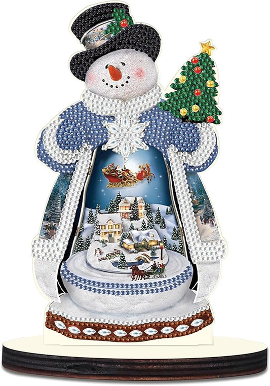 MVVMTOP Christmas Diamond Art Tabletop Decoration, DIY Christmas Snowman, Diamond Art 5D Special Shape Crystal Diamond Partial Diamond Art Painting Mosaic Handicraft, Home Office Tabletop Decor Gift