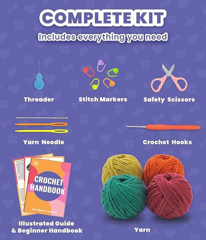 PAITIN Crochet Starter Kit – Easy DIY Craft Set for Adult Beginners, Handmade Yarn Art Project with Video Guidance (Leaf Coaster)