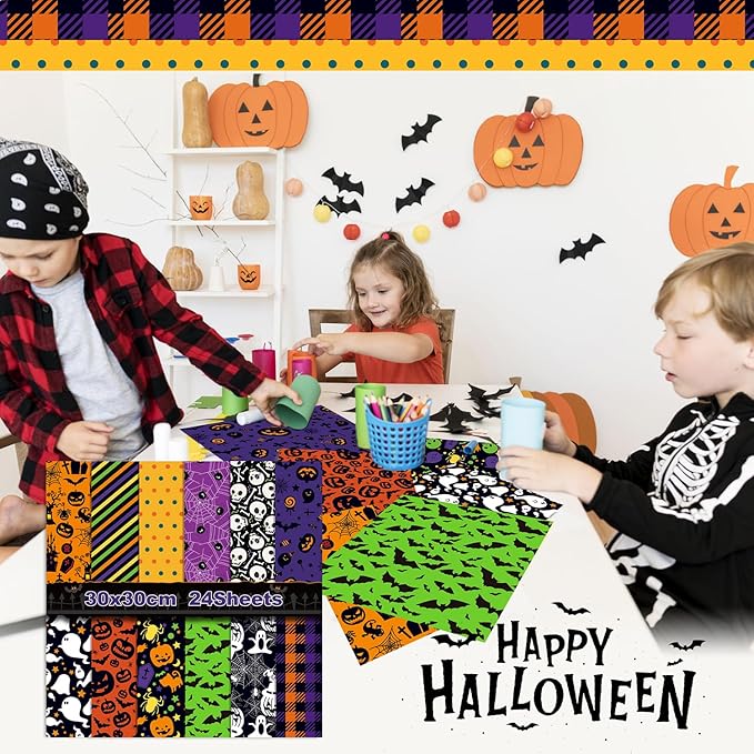 YASMEN Double-Sided Scrapbook Paper Pad, 12x12 Halloween Designer Paper Pad for Card Making, Journals, Planner, DIY Envelopes, Greeting Cards, Decorative Art Craft -24 Sheets
