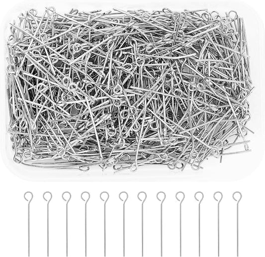 Mandala Crafts 1 Inch Stainless Steel Eye Pins for Jewelry Making Earring Making Supplies Jewelry Findings Open Eye Head Pins for Earrings DIY Bracelets Rosary Charms