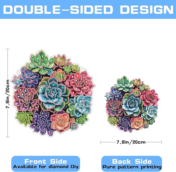 VAIIEYO Succulent Diamond Art Hanging Ornament, Plant Diamond Painting Suncatchers Window Hanging Kit with Chain, 7.5x7.5 inch Crystal Pendant Art Craft for Gift Home Wall Front Door Decoration