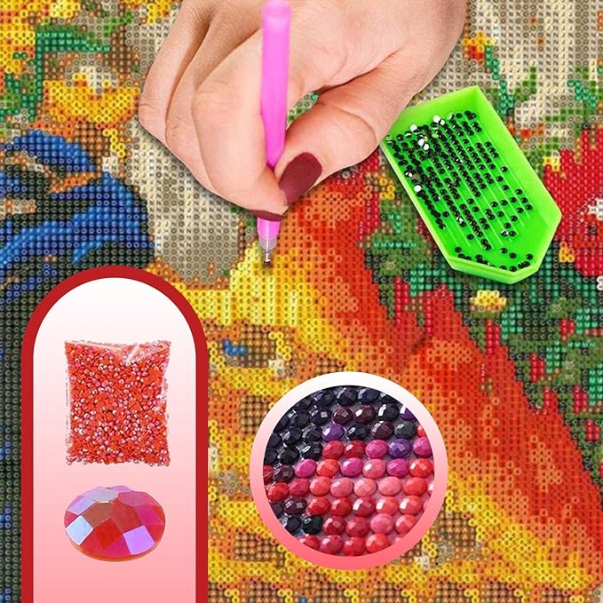 LYKEJI Diamond Art Kits for Adults 5D DIY Full Drill Round Diamond Painting Kits,Flamingo Pattern Diamond Arts Craft,Home Decoration and Room Wall Decor,Gift for Friends and Family