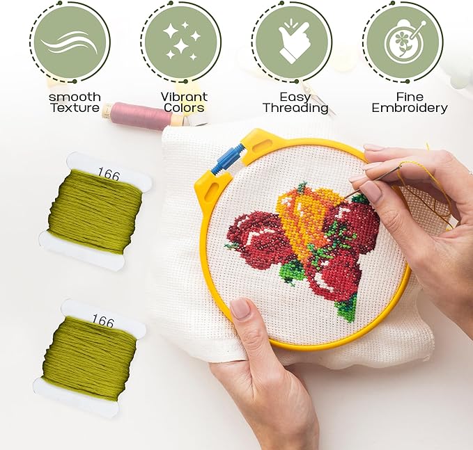 Embroidery Floss Kit and Refills - Cotton Threads - DMC Color Coding for Cross Stitch, String Crafts, Friendship Bracelets
