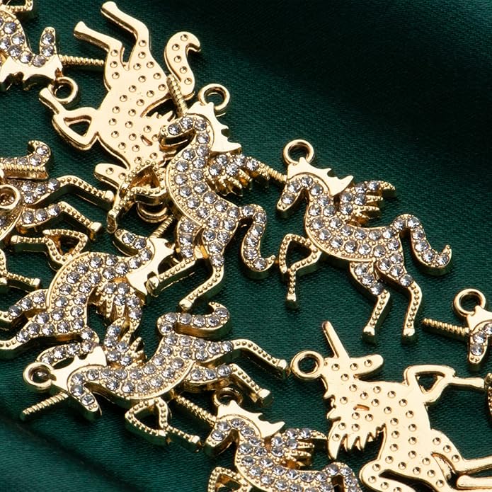 Pack of 20 Rhinestone Charms Gold Plated Pendants Pave Crystal Accessories for Necklace Bracelet Jewelry Making DIY Crafting
