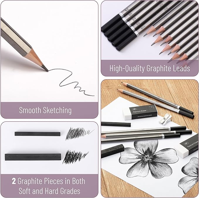Mr. Pen- Sketch Pencils for Drawing, 19 Pcs, With Graphite Sticks, Erasers and Sharpener, Art Pencils for Sketching