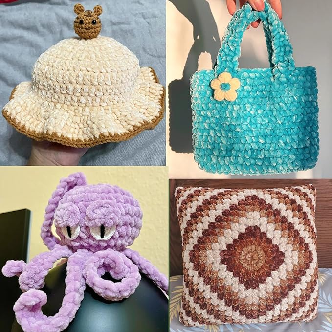 2 Pack Chunky Chenille Yarn for Crocheting, Baby Yarn for Crocheting Soft Blanket, 174.9 yds /7 oz Crochet Yarn, Bulky 5 Amigurumi Yarns, Fluffy Velvet Yarns for Knitting Crafts (2 Rose)